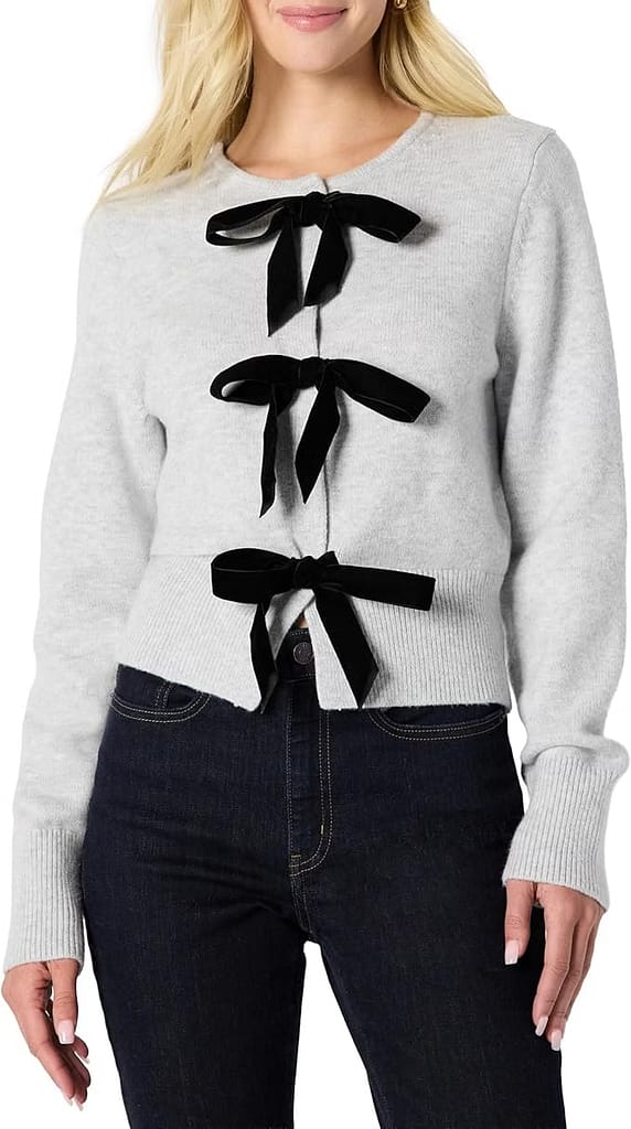 Cárdigan de manga larga con lazo frontal para mujer
