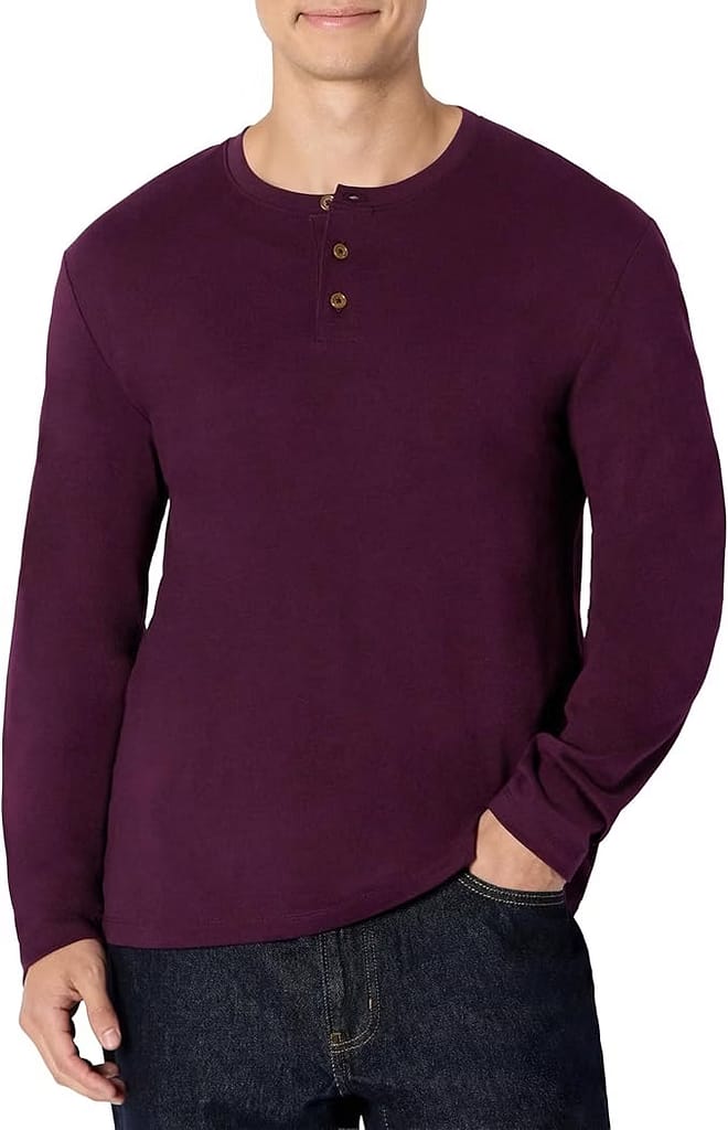 Henley de manga larga de ajuste holgado para hombre