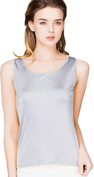 Camiseta sin mangas de seda para mujer,